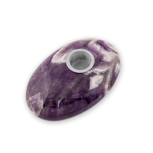 Natural Amethyst Palm Stone Crystal Pipe