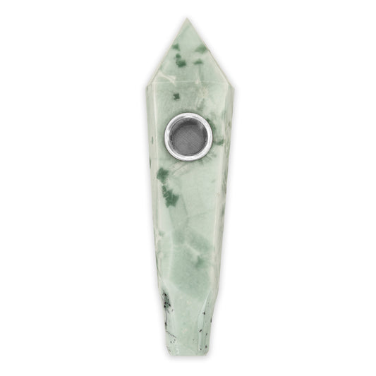 Natural Green Alabaster Round Lip Crystal Pipe