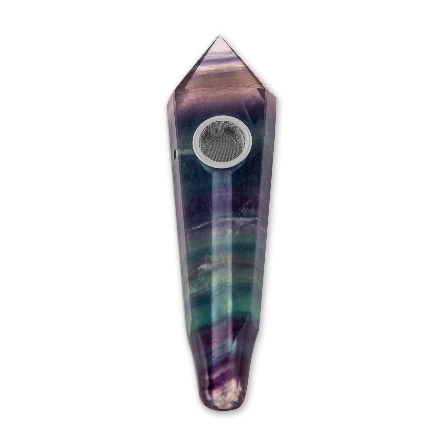 Natural Fluorite Round Lip Crystal Pipe