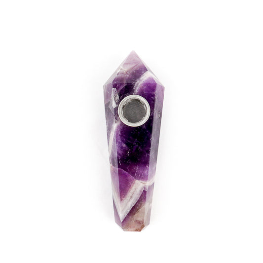 Natural Amethyst Point Crystal Pipe