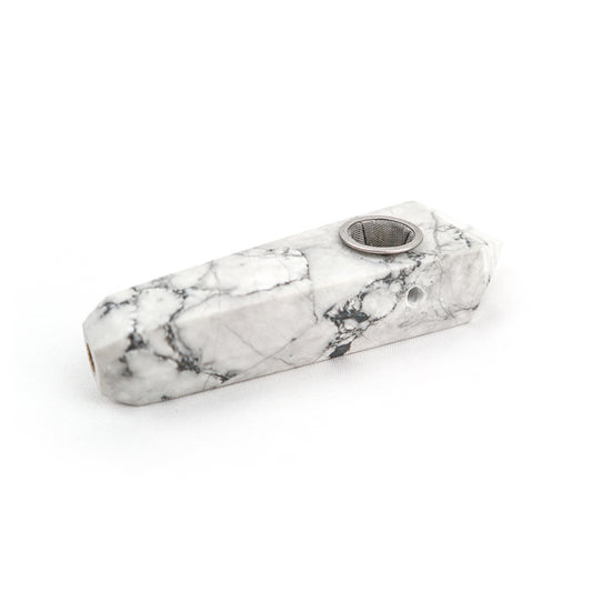 Natural Howlite Point Crystal Pipe