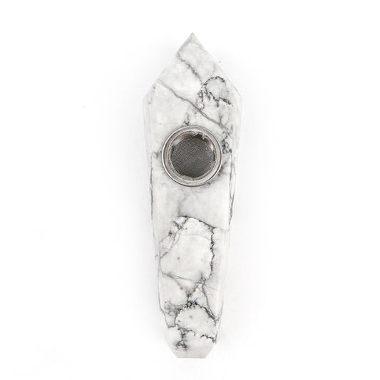 Natural Howlite Point Crystal Pipe