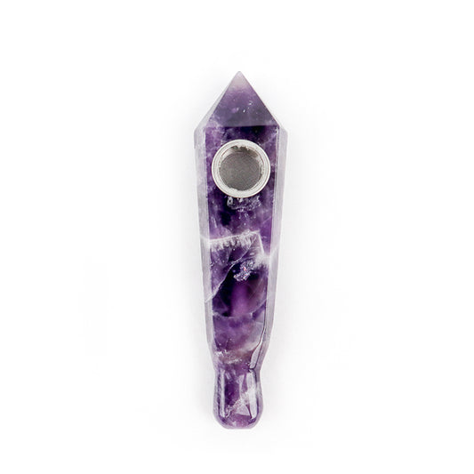 Natural Amethyst Round Lip Crystal Pipe