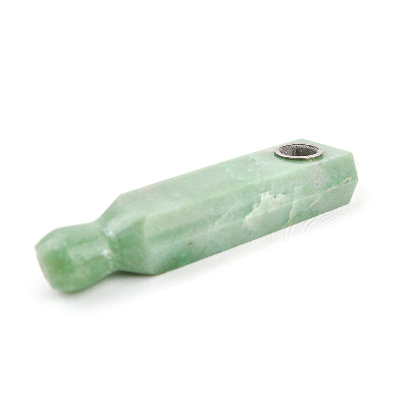 Natural Green Aventurine Round Lip Crystal Pipe