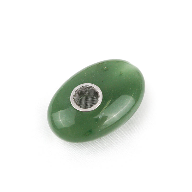 Natural Green Aventurine Palm Stone Crystal Pipe